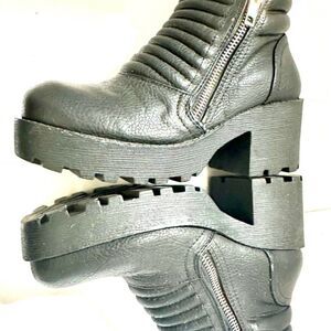 Outsider Open Road Moto Boots Size 6 Black with Side Zippers